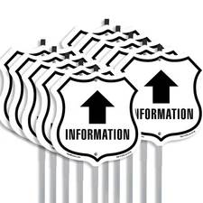 Information Up Shield Shaped Sign With Stake Weather Resistant Made in the USA
