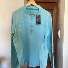 Under Armour HeatGear Womens XL 1/2 Zip Run Pullover Blue NWT Fitted