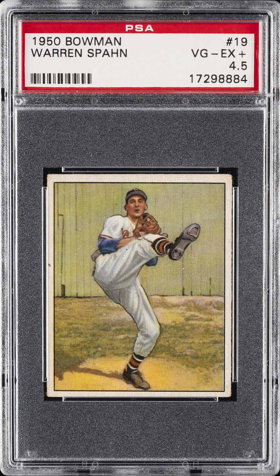 1950 BOWMAN #19 WARREN SPAHN PSA 4.5