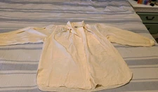 Saks Fifth Avenue Women's Light Beige Button Up Blouse/Size 14/100% SILK/STAINED