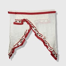 Valance Kitchen Curtains Set of 4 Red White Chicken Farmhouse Country Decor