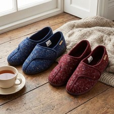 Dunlop BLUEBELL Ladies Washable Touch Fastening Slippers size 3 to 8 - POST FREE