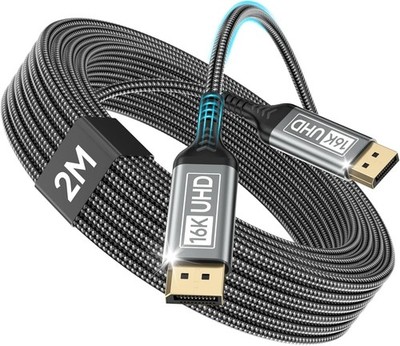 DisplayPort Kabel 2.1 2M-DP Kabel unterstützt 16K@60Hz, 10K@60Hz, 8K@120Hz, 4...