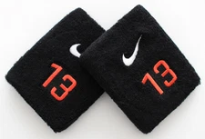 Nike MLB Wristbands Baseball Player Edition #13 Black/Team Orange/White
