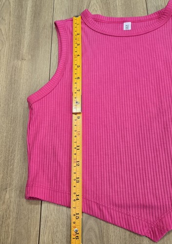 Zenana Crop Tank Top Womens Sz Large, Hot Pink, Wide Ribbed, Lightweight, NWOT - Picture 6 of 10