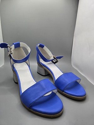 Girotti Women s Electric Blue Leather Sandals EU 39 US 8.5 Handcrafted Italy