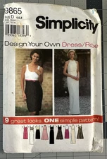 Simplicity 9865 Sewing Pattern Misses' / Petite Size 4, 6, 8 Dress