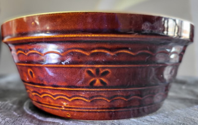 Vintage Marcrest Stoneware Daisy & Dot Brown Ovenproof 10 Bowl Casserole Dish