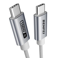 BENFEI 100W USB C Fast Charging Cable 3.3ft , Tangle-Free 3 Feet, Silver