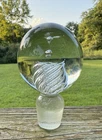 Blenko Glass Air Twist Stopper Round - Crystal