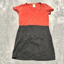 Anthropologie Dolan Dress Womens Medium Sleeveless Cupro Black Orange