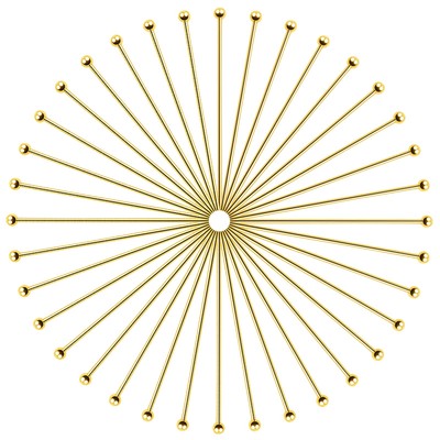 TOAOB 200pcs 35mm 18K Gold Plated Brass Ball Head Pins 21 Gauge Headpins 