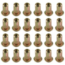 100 PCS M3 Rivet Nuts Carbon Steel Flat Head Threaded Insert Nut Auto Decor