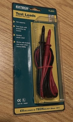 Extech Instruments Standard Test Leads #TL803 10A Capacity New! Protective Cover