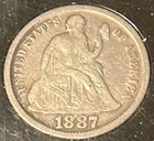1877 Seated Liberty Dime In Capital Holder 90% Silver