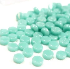 Pale Teal 8 mm Round Recycled Glass Mosaic Tiles - 4 mm thick - 50 Tiles  