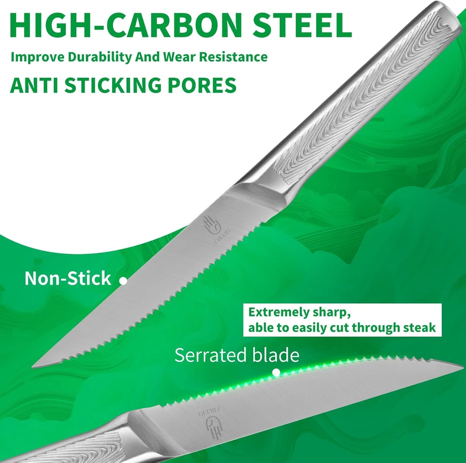 Set Di Coltelli Da 14 Pezzi, Set Di Coltelli Da Cucina Lavabili in Lavastoviglie - Immagine 3 di 4