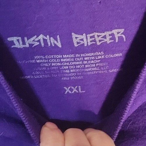 Camicia viola JUSTIN BIEBER taglie forti XXL Justice Tour misto cotone - Foto 3 di 5