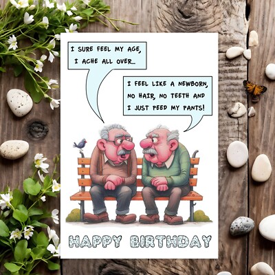 Funny Birthday Card Rude Joke Humour for Him Men Male - Like A Newborn ...