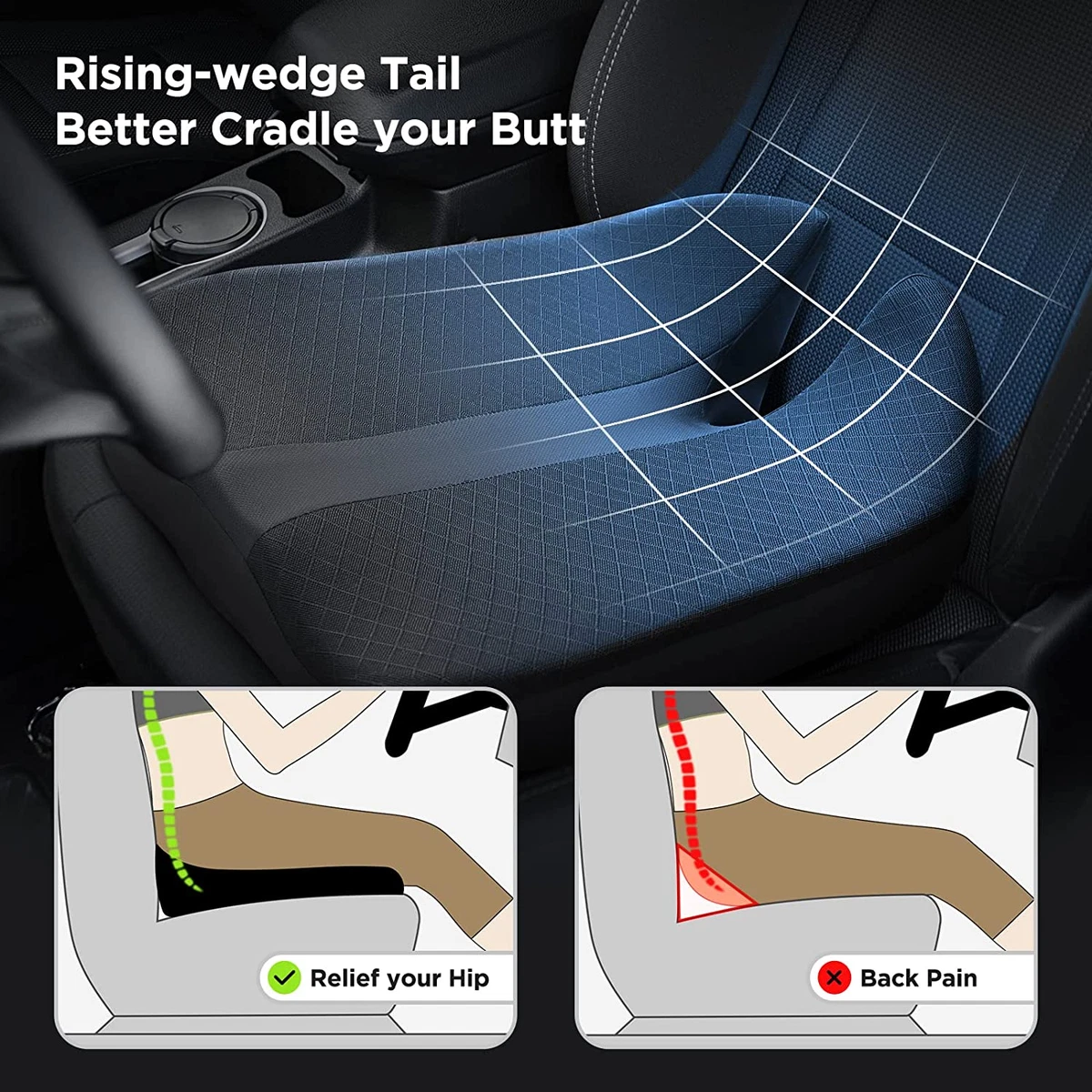 2023Upgraded Car Seat Cushion for Short People Coccyx and Lower Back Pain  Relief