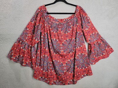 Red Paisley Peasant Top 16 Bell Sleeve Boohoo Boho