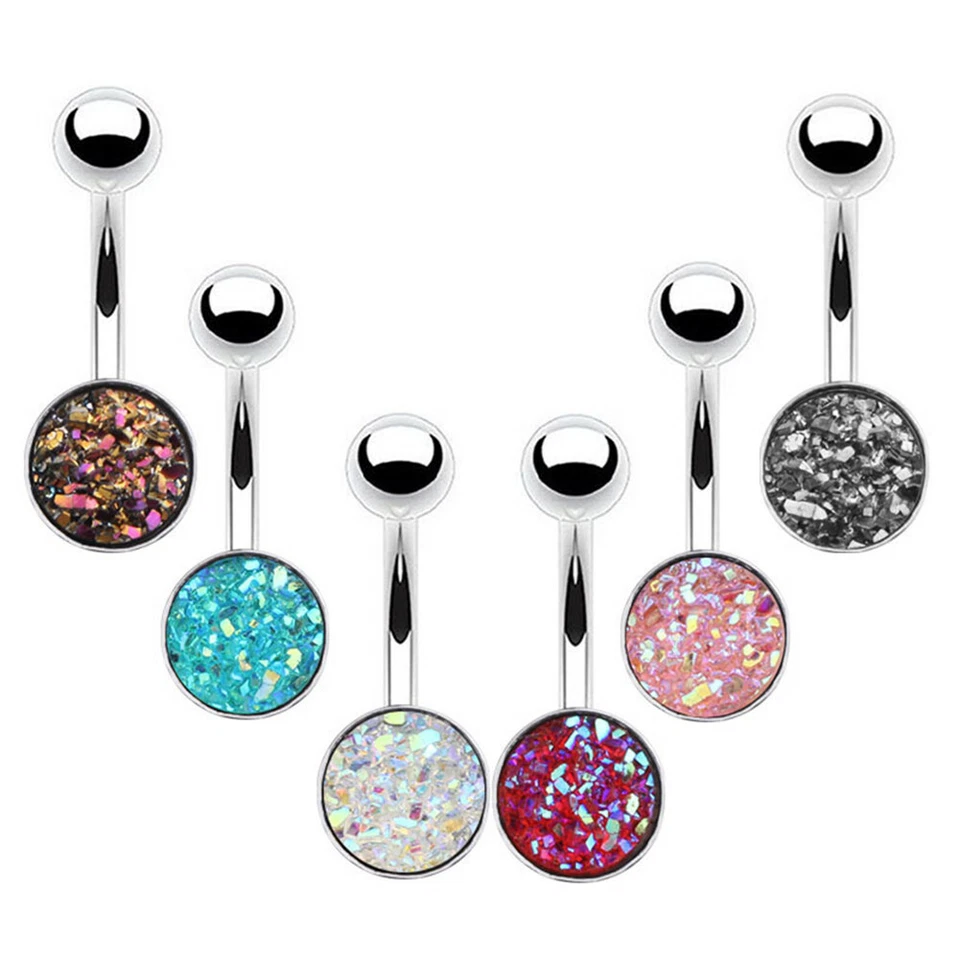 Crystal Rhinestone Ball Belly Button Bar Navel Ring Barbell Body Piercing Jewel@ Foto 3 de 4