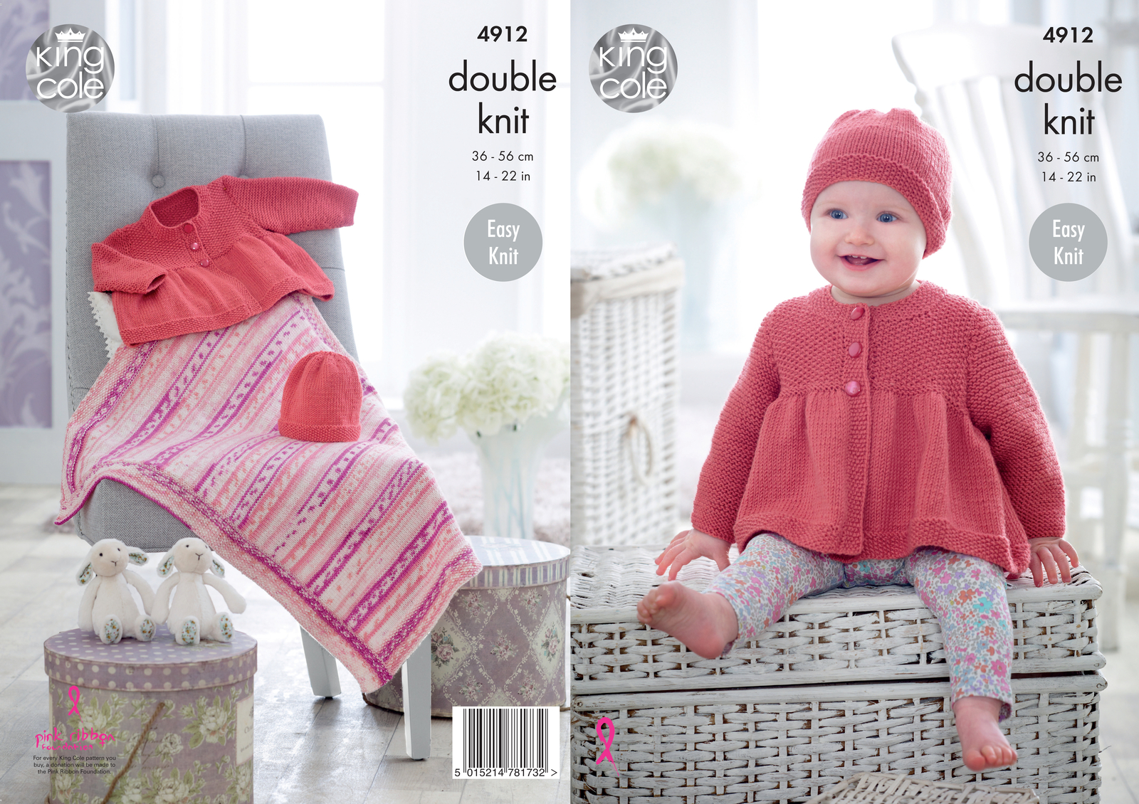 King Cole Double Knitting Pattern Baby Easy Knit Jacket Hat & Blanket 4912