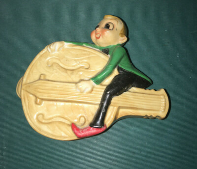 Bug-Eyed PIXIE ELF Playing Guitar-Vase-ACME CHINA-''C N'' Mark-Japan-Fine-5''x4''x2''