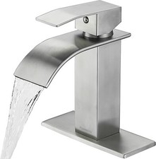 Bathroom Faucet Brushed Nickel Modern Waterfall Bathroom Sink Faucet with Sin...