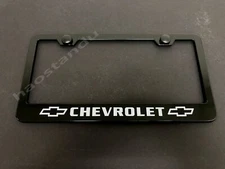 CHEVROLET Black Metal License Plate Frame included 2 free screw caps and caps