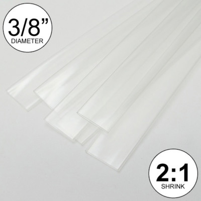 3/8'' ID Clear Heat Shrink Tube 2:1 ratio wrap (6x9'' = 4 ft) inch/feet/to 10mm
