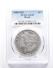 1882-O/S Morgan Silver Dollar Weak AU55 PCGS *0681