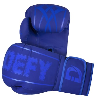 DEFY  Synthetic Leather Boxing Glove Thai Punch Training Sparring Gloves Blue