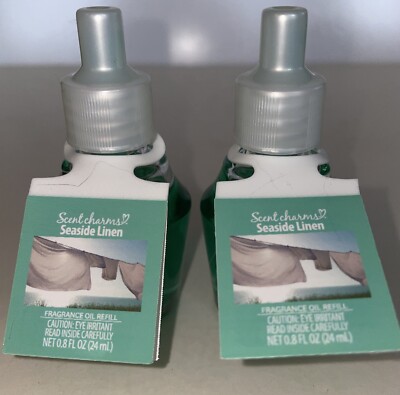 2 Scent Charms SEASIDE LINEN Oil Wall Plug Unit Refill