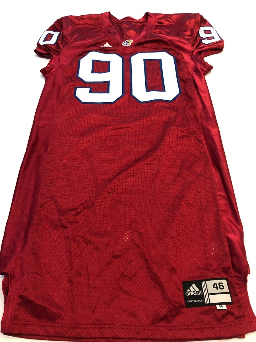 Game Worn Used Kansas Jayhawks Football Jersey Adidas Size 46 #90