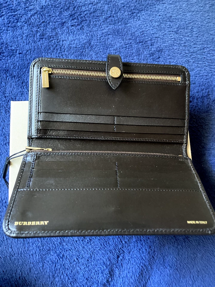 Auténtica billetera BURBERRY Haymarket de lona recubierta a cuadros con cremallera alrededor ¡NUEVA! Foto 2 de 4