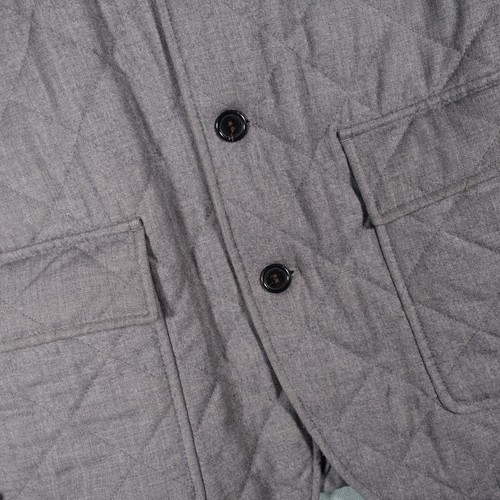 Aquascutum Jacket Mens Small Grey Wool Novacheck Hunting Quilted Overcoat Coat - Picture 7 of 24