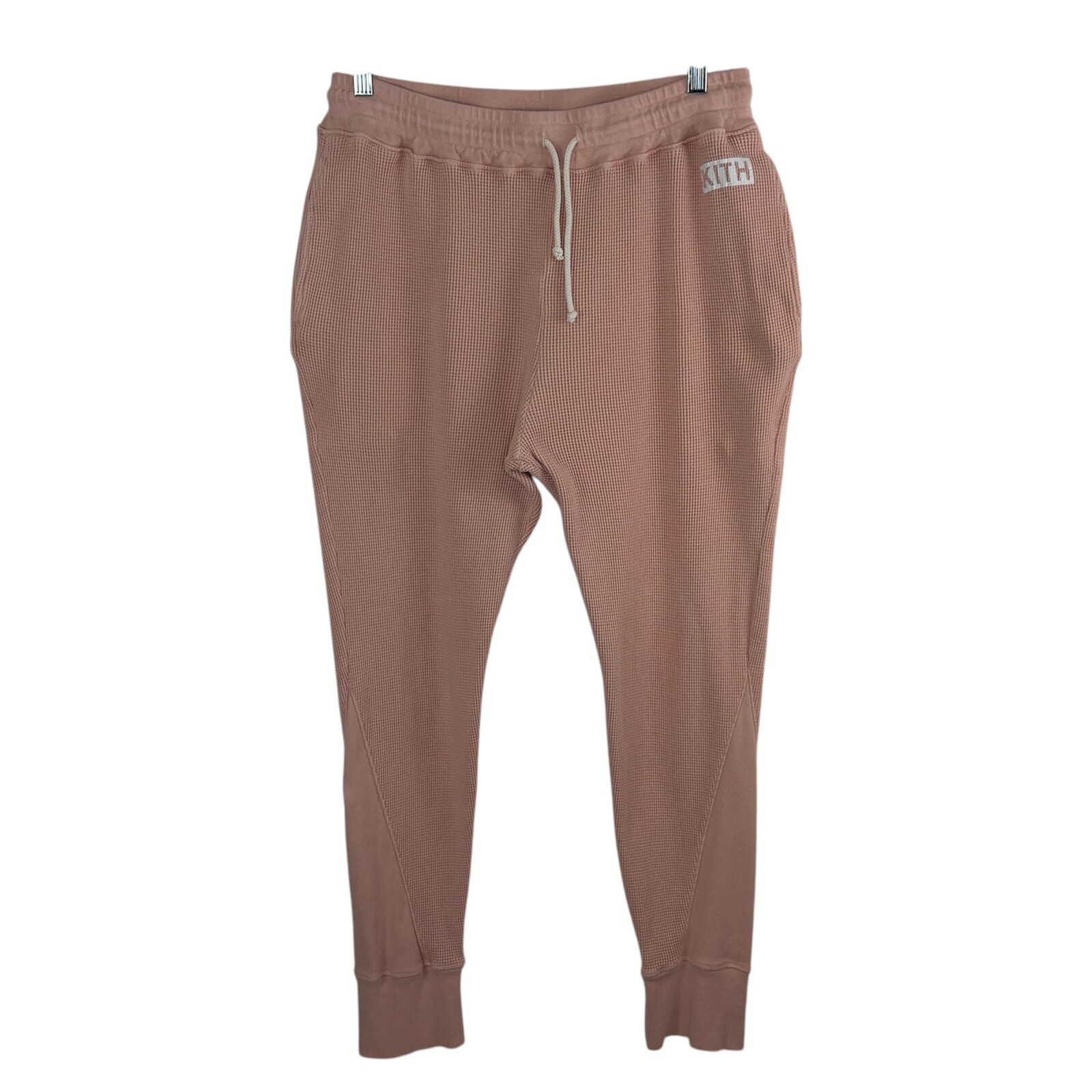 Kith Thermal Waffle Joggers Pink 100% Cotton Pull On Sweatpants Size M-image
