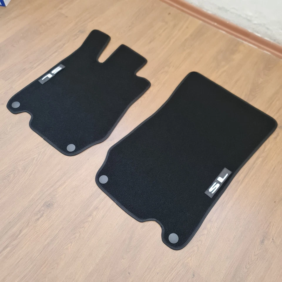 汽车脚垫丝绒适用于梅赛德斯奔驰 SL R230 防水黑色地毯衬里 — 第 3/4 张图片