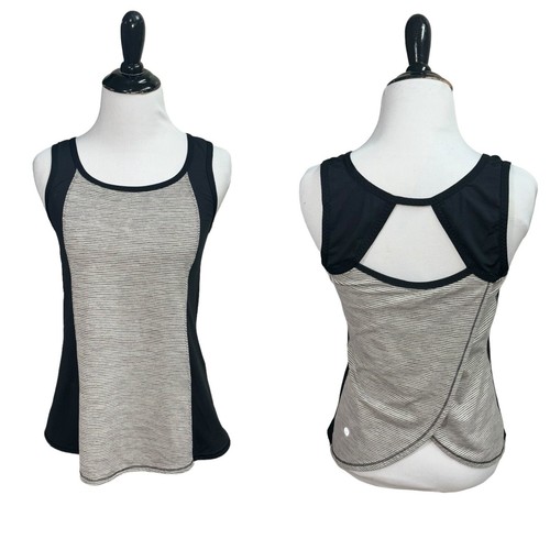 Lululemon Women's Size 6 Run Speed Squad Tank Top Tonka Strip Cashew / Black - Picture 8 of 14