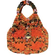 RARE VTG Suede Leather Links Tote Purse Hippie Boho 60s 70s Auth. Old New Stock