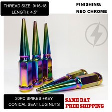 Fit Dodge Ram1500 Dokota Durango Spike Lug Nut Cone Seat 916-18 Neo Chrome 20pc