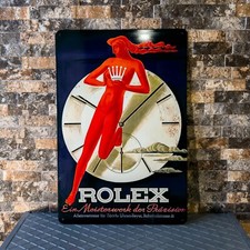 Insegna vintage ROLEX tedesca dea rossa orologio metallo pesante - 24"x16" (60x40 cm)