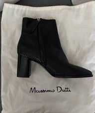 Massimo Dutti Ankle Boots Animal Print 7cm Heel Block Real Leather