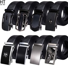 Genuine Leather Mens Ratchet Belt Belts For Men Adjustable Automatic Buckle