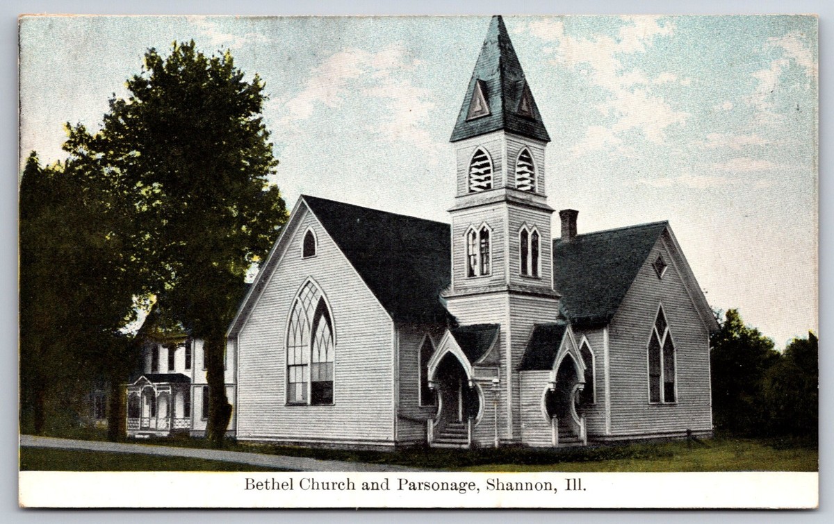 【新品】old church's 3都市 SHANNON 65F 25cm Shannon Illinois~Bethel Church And Parsonage~Center Tower~Blue Sky