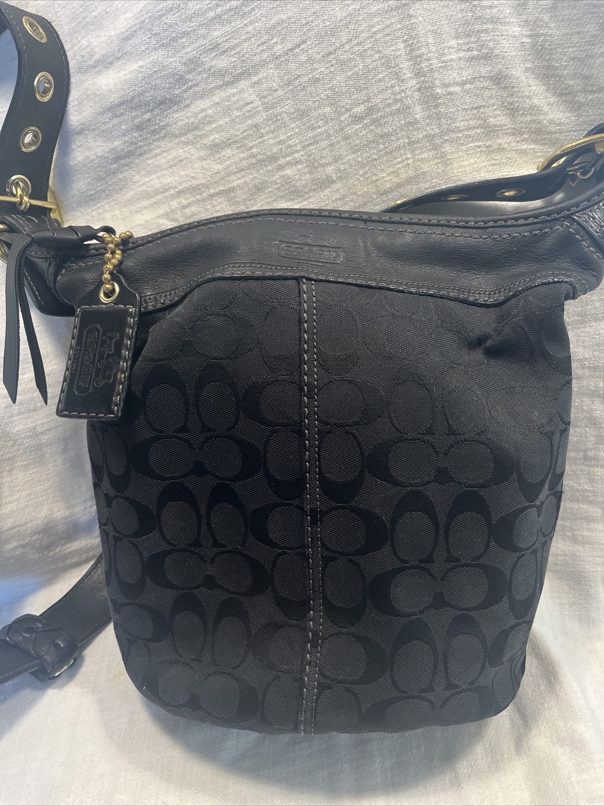 Coach Bleeker Crossbody Bucket Bag Purse Black On Bla… Gem