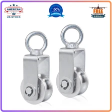 2 Pack Cable Pulley Wheel Stainless Steel Bearing Inside Rope Pulley for P.