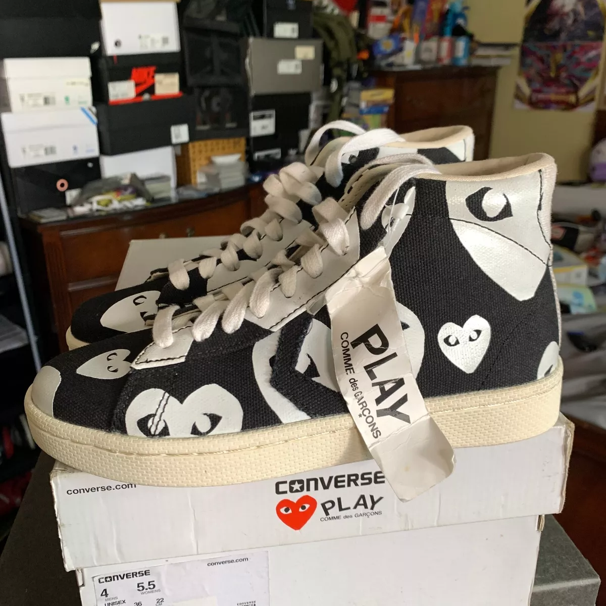 Comme Des Garcons Play x Converse Pro Leather HI Size 4 US New w Defect
