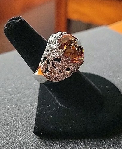 Cocktail Ring Amber CaV Ring 925 - Picture 4 of 6